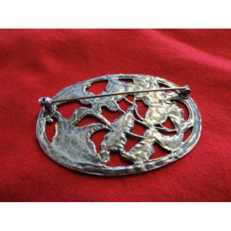 Antieke Broche Zilver Prachtige Bloemen