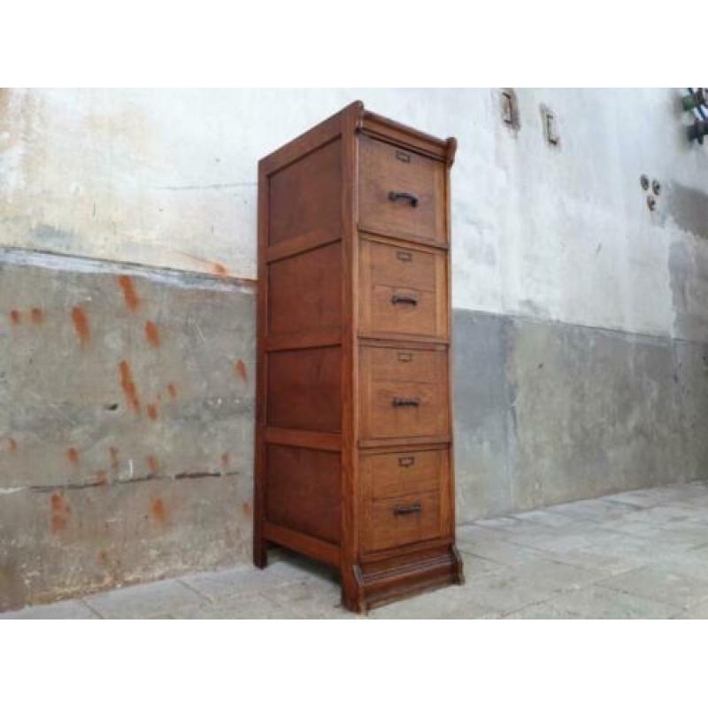 Antieke Archiefkast | Vintage Houten Ladenkast | Laden Kast