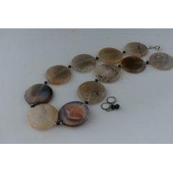 AGAAT (40 mm) ketting/oorhanger-set