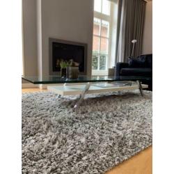 Design salontafel wit glas chroom