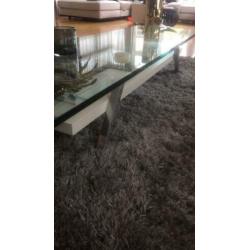 Design salontafel wit glas chroom