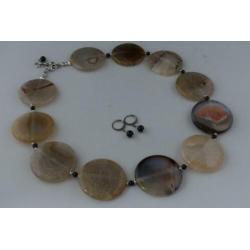 AGAAT (40 mm) ketting/oorhanger-set