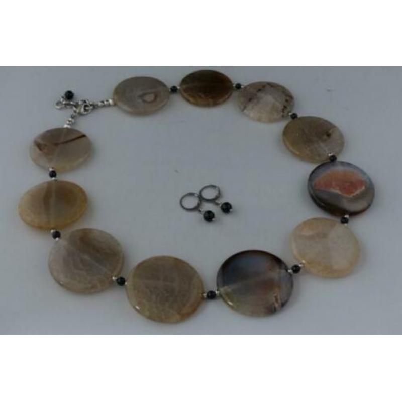 AGAAT (40 mm) ketting/oorhanger-set