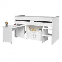 Halfhoogslaper wit met bureau