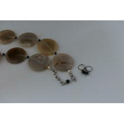 AGAAT (40 mm) ketting/oorhanger-set