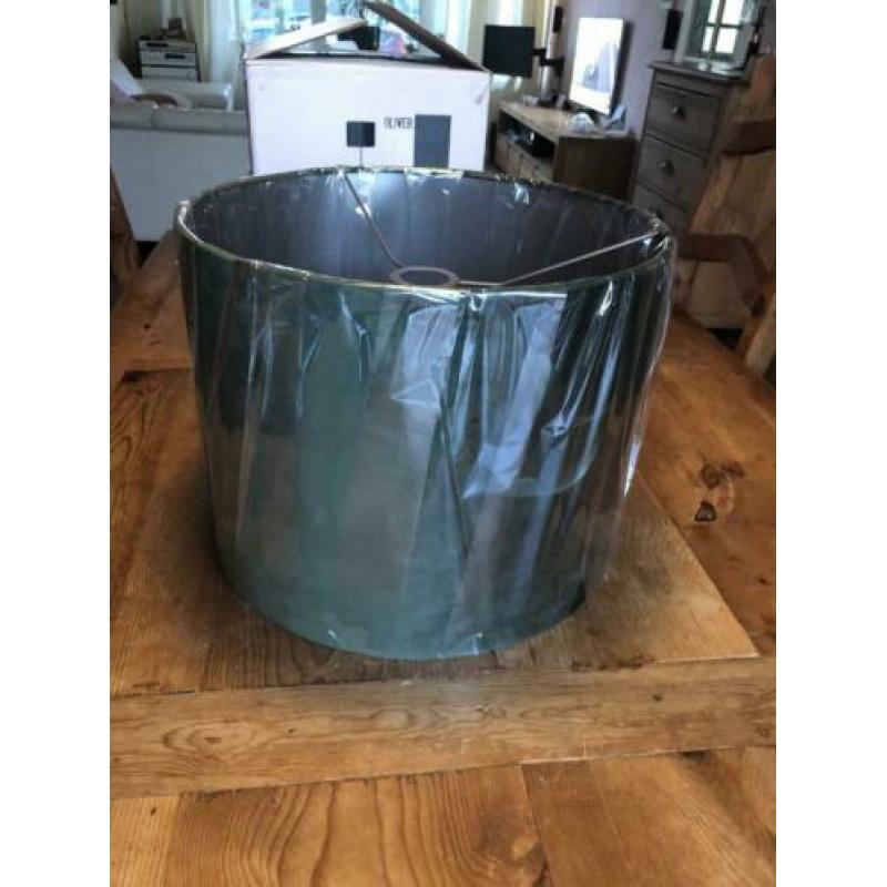 Lampenkap velours groen nieuw 38cm rond