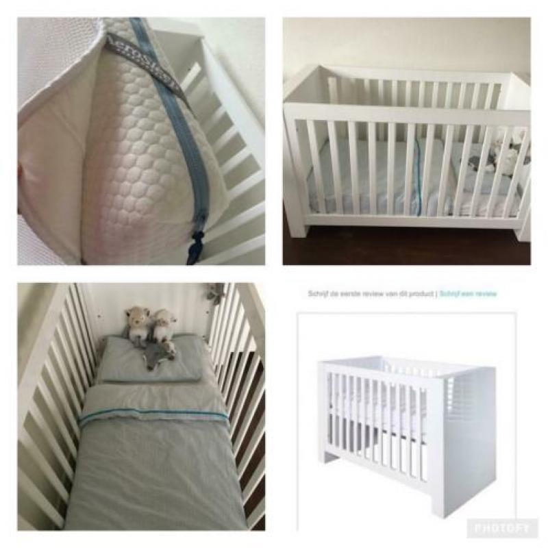 Ledikant hoogglans wit incl aerosleep matras en accessoires