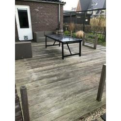 Terras 45 (14,5x450x2,8cm) hardhouten vlonderplanken ca 29m2