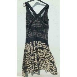 DESIGUAL zwart/beige bewerkte jurk mt M