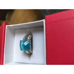 ZINZI / ring mt 17 zilver 925 facetsteen & zirkonia