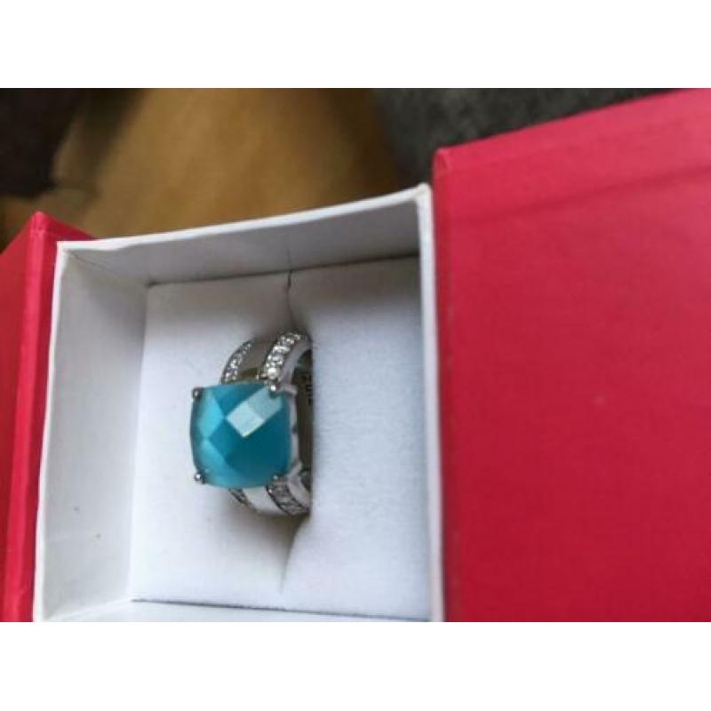 ZINZI / ring mt 17 zilver 925 facetsteen & zirkonia