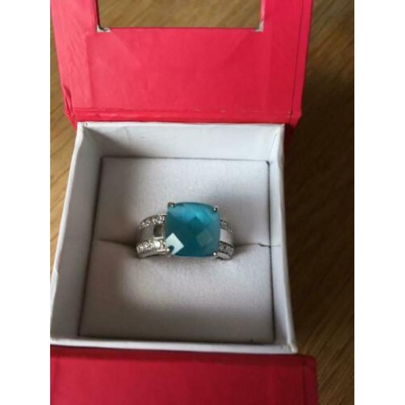 ZINZI / ring mt 17 zilver 925 facetsteen & zirkonia