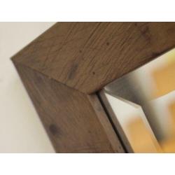 spiegel rechthoekig hout look design geslepen glas