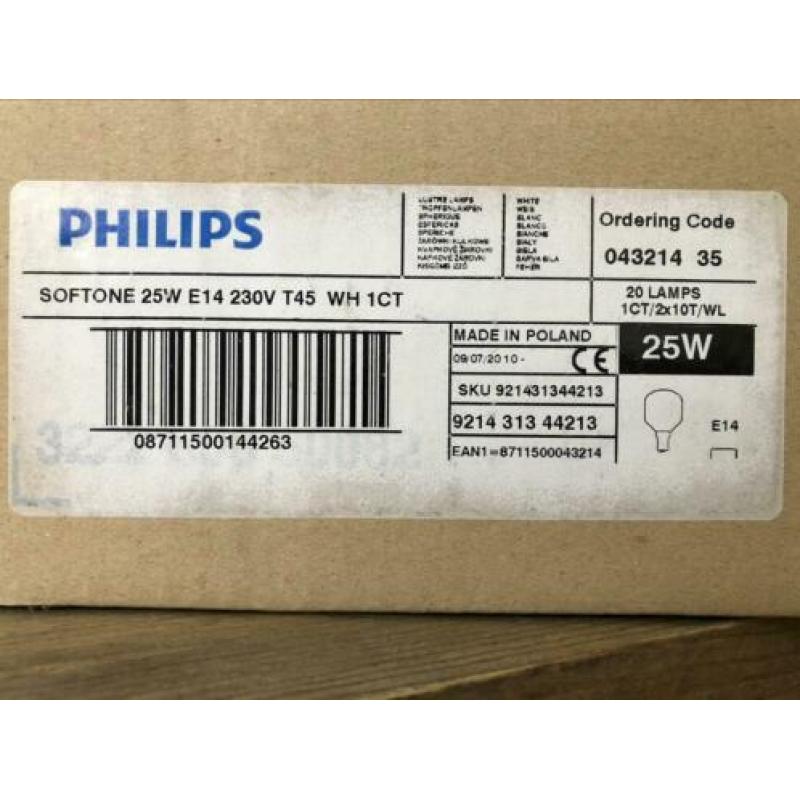 Te koop 18 nwe Philips softone lampen 25w kleine fit, koopje