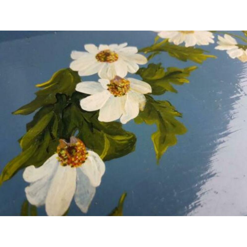 Brocante dienblad met handgeschilderde bloemen