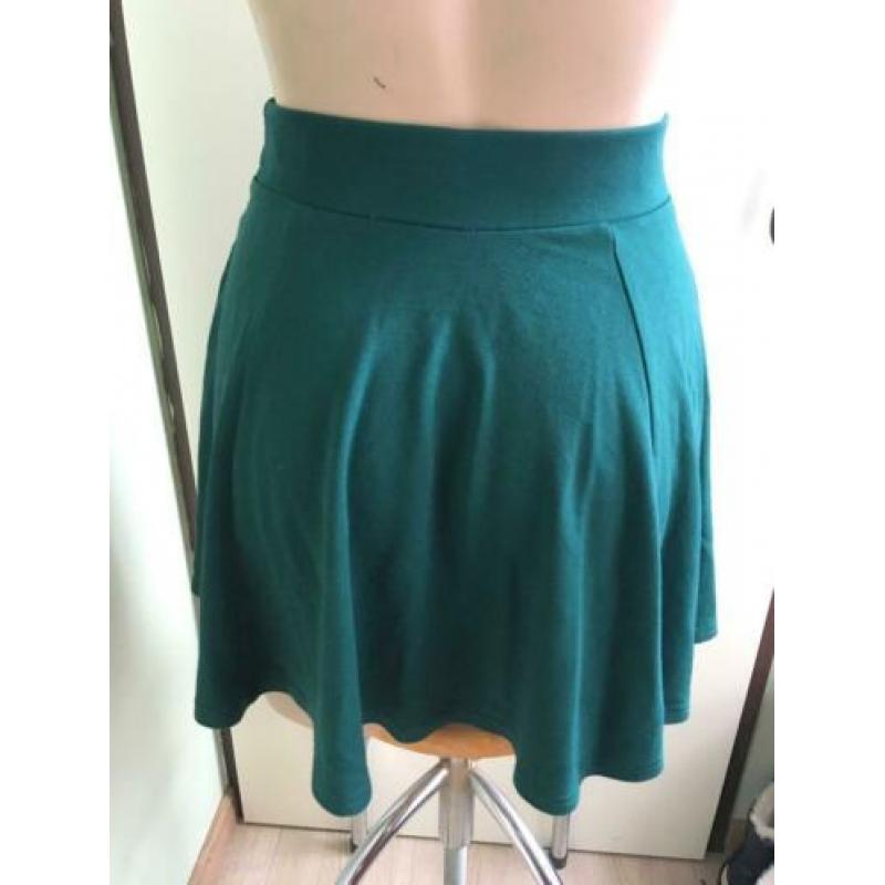 Hm petrol skater rok rokje S 36 groen zomers turquoise