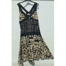 DESIGUAL zwart/beige bewerkte jurk mt M