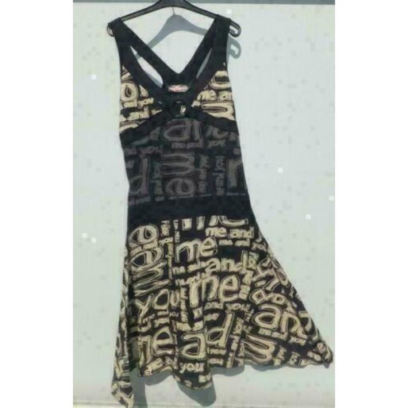 DESIGUAL zwart/beige bewerkte jurk mt M