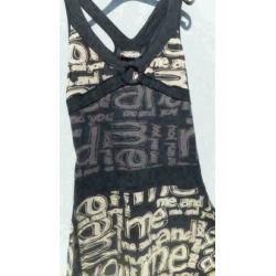 DESIGUAL zwart/beige bewerkte jurk mt M