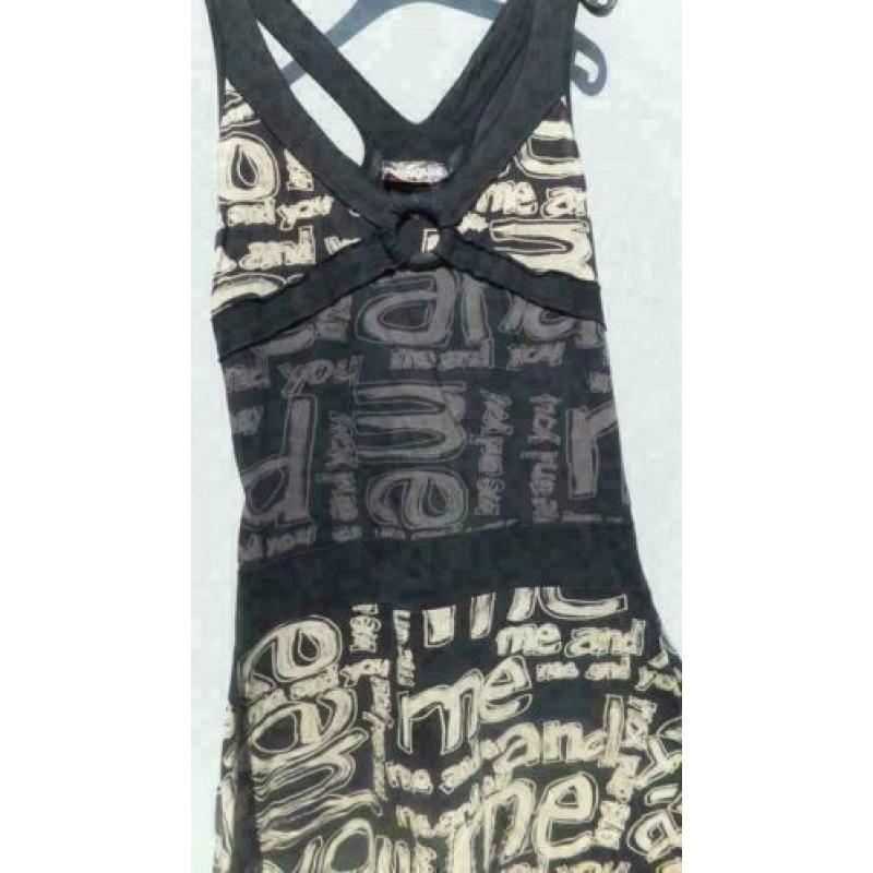 DESIGUAL zwart/beige bewerkte jurk mt M