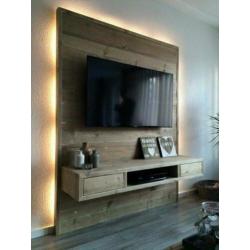 Steigerhout tv wand nieuw! Op maat gemaakt!