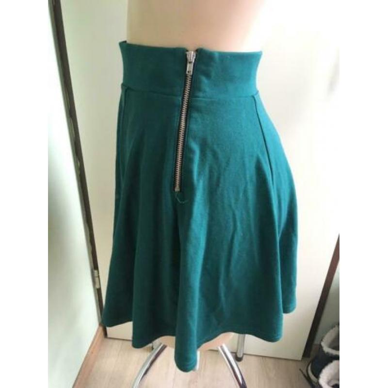 Hm petrol skater rok rokje S 36 groen zomers turquoise