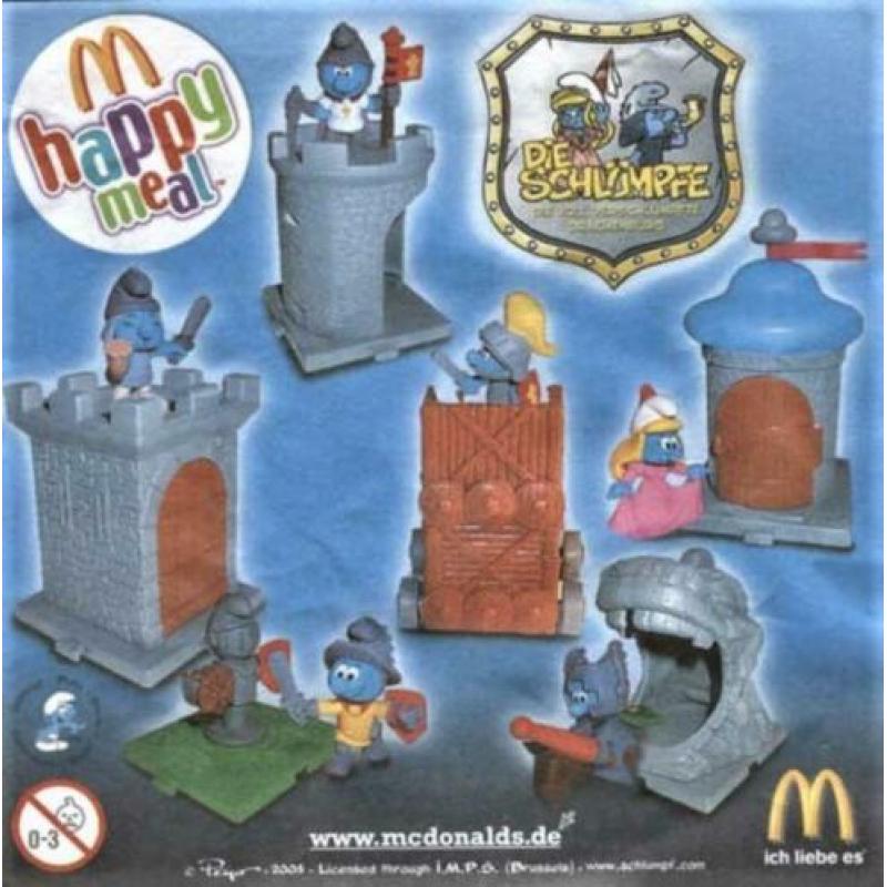 6 st ridder smurfen van Mac.donald 2005, nieuw in verpakking