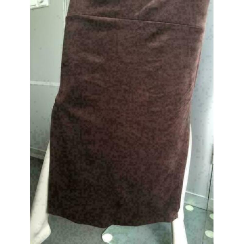 B527 HELENA HART rok bruin imitatie suede-leer Maat S=36