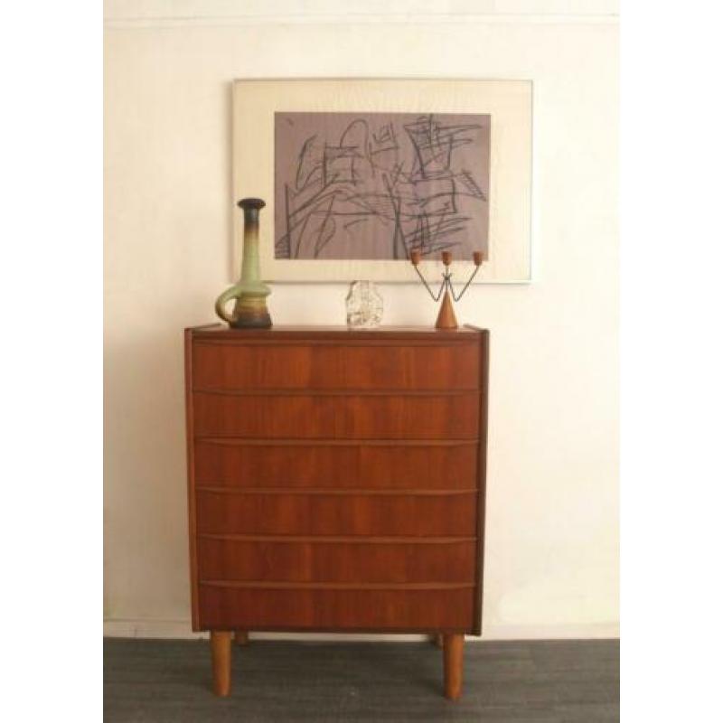 m) Jaren 50 60 Deense design ladekast in teak retro vintage
