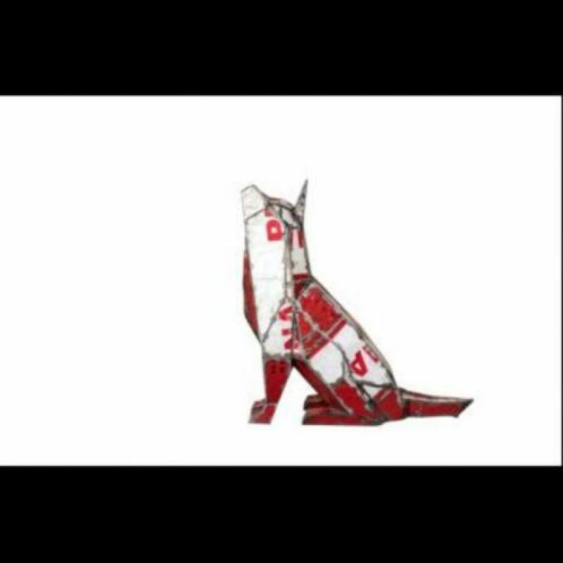 Grote metalen wolf - 82 cm hoog