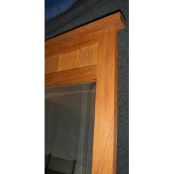 Spiegel met facet 87x87cm massief eiken lijst