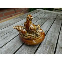 Vintage Asbak met Beeldjes van Vogeltjes.