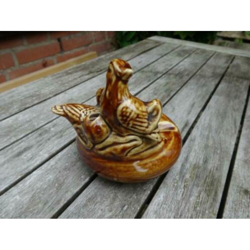 Vintage Asbak met Beeldjes van Vogeltjes.