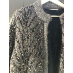 Mohair vest gevoerd maat L grijs