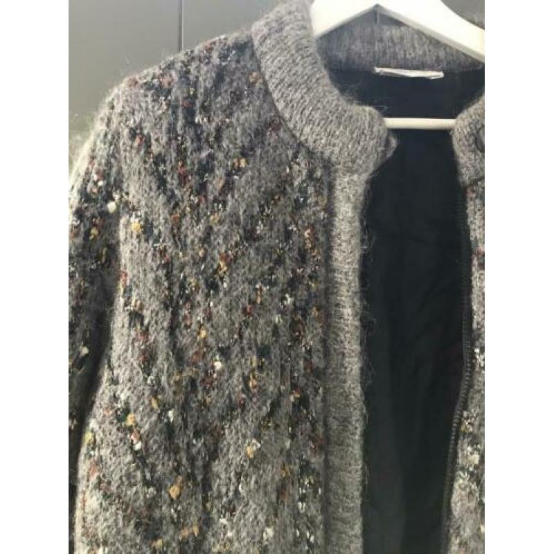 Mohair vest gevoerd maat L grijs