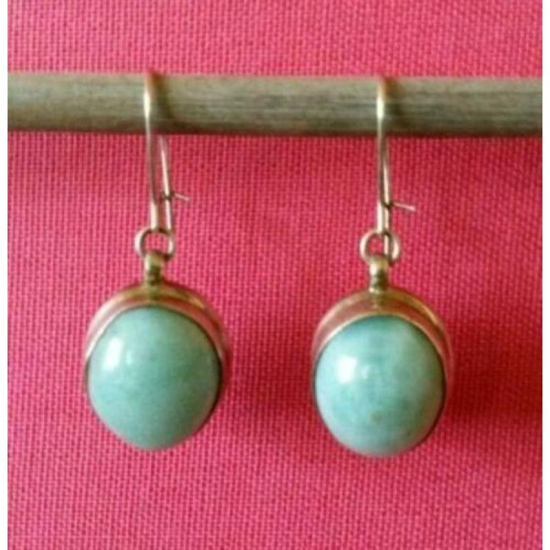 Nieuwe 925 zilveren oorbellen met blauwe larimar edelsteen