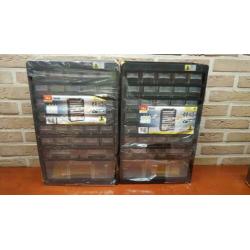 Assortiment ladenkast/bakjes/kunsstof gereedschap bakken