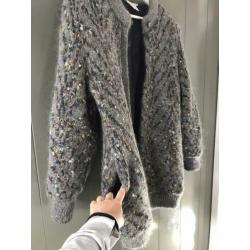 Mohair vest gevoerd maat L grijs