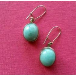 Nieuwe 925 zilveren oorbellen met blauwe larimar edelsteen