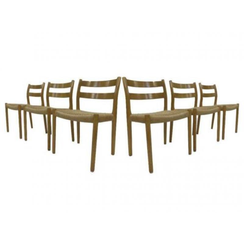 Set van 6 vintage stoelen nr. 84 Niels Otto Møller Design