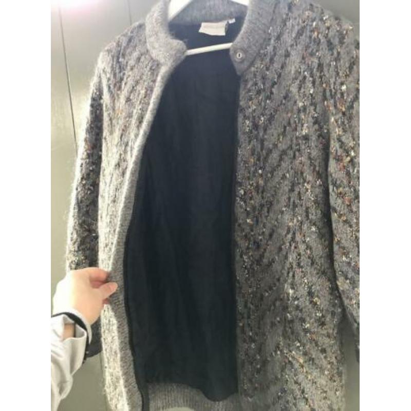 Mohair vest gevoerd maat L grijs