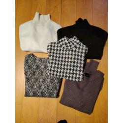 7 tops, 8 t-shirts, 7 shirts, 6 truien, 1 broekpak, 8 jurken