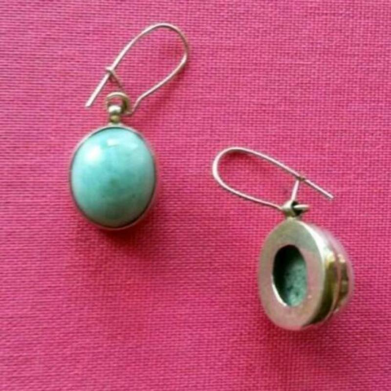 Nieuwe 925 zilveren oorbellen met blauwe larimar edelsteen