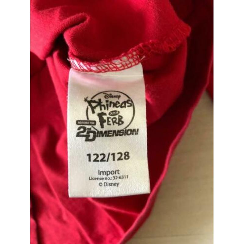 Phineas and Ferb shirt maat 122/128