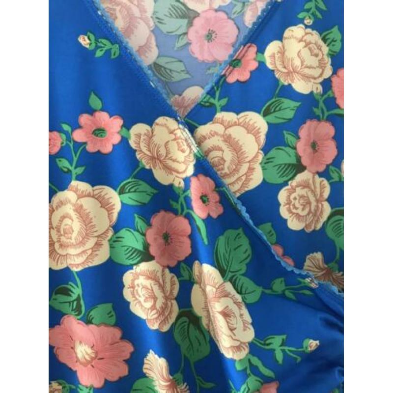 KING LOUIE blauwe 60s retro bloem cross dress-S*nieuwstaat??