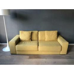 Bank mosterdgeel (linnenblend) in topconditie!