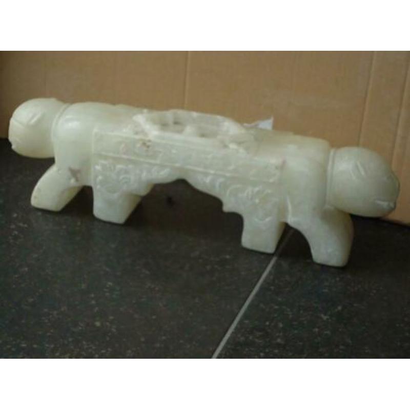antiek CHINESE carved jade nephrite opiumkussen snuff pillow