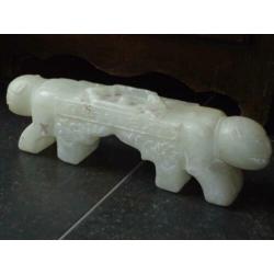 antiek CHINESE carved jade nephrite opiumkussen snuff pillow