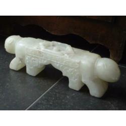 antiek CHINESE carved jade nephrite opiumkussen snuff pillow