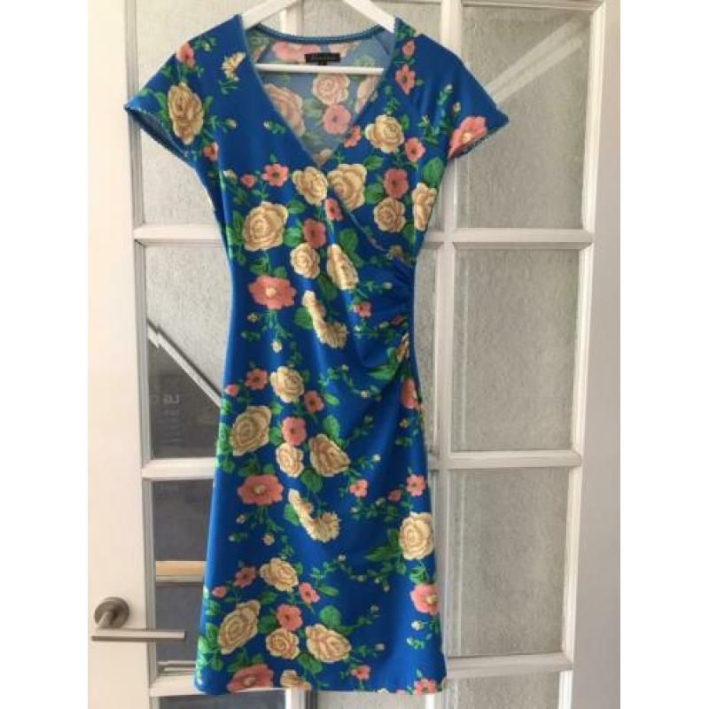 KING LOUIE blauwe 60s retro bloem cross dress-S*nieuwstaat??